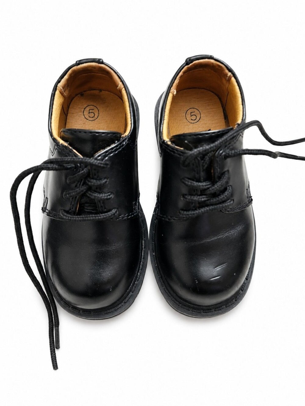 Josmo Black Leather Kids Lace-Up Dress Shoes